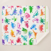 Waterverf dinosaurus alfabet kleurrijke Dino Kinde Sherpa Deken (Voorkant (horizontaal))