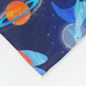 Waterverf Dinosaurus Astronauten In De Ruimte Blau Fleece Deken (Hoek)