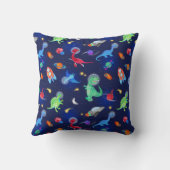 Waterverf Dinosaurus Astronauten In De Ruimte Blau Kussen (Achterkant)