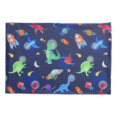 Waterverf Dinosaurus Astronauten In De Ruimte Blau Kussensloop (Achterkant)
