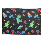 Waterverf Dinosaurus Astronauten In De Ruimte Zwar Kussensloop (Achterkant)