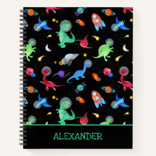 Waterverf Dinosaurus Astronauten In De Ruimte Zwar Notitieboek
