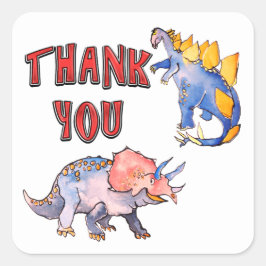 Waterverf Dinosaurus Baby shower Dank u Vierkante Sticker