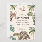 Waterverf Dinosaurus Baby shower Kaart (Voorkant)