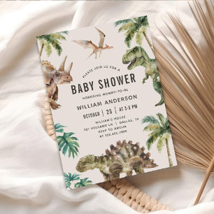 Waterverf Dinosaurus Baby shower Kaart