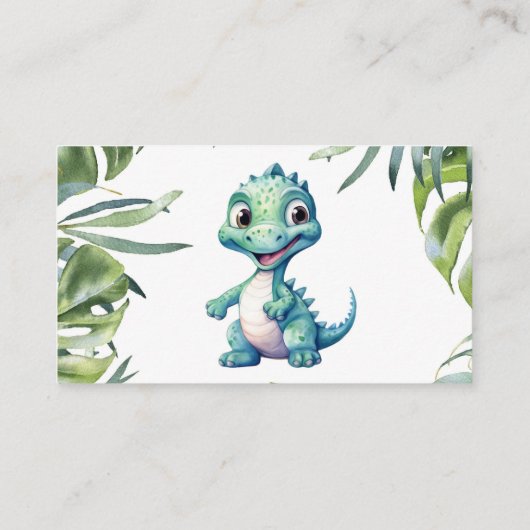 Waterverf Dinosaurus Baby shower Luier Raffle Informatiekaartje (Achterkant)