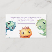 Waterverf Dinosaurus Baby shower Luier Raffle Informatiekaartje (Voorkant)