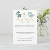 Waterverf Dinosaurus Baby shower spel Informatiekaartje (Staand voorkant)
