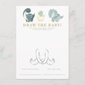 Waterverf Dinosaurus Baby shower spel Informatiekaartje (Voorkant)