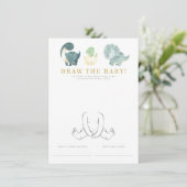 Waterverf Dinosaurus Baby shower spel Informatiekaartje (Staand voorkant)