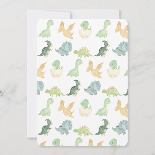 Waterverf Dinosaurus Baby shower spel Kaart (Achterkant)