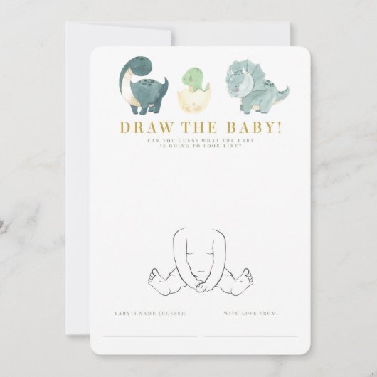 Waterverf Dinosaurus Baby shower spel Kaart (Voorkant)