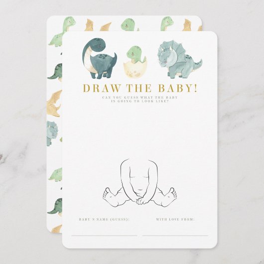 Waterverf Dinosaurus Baby shower spel Kaart