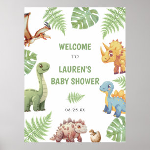 Waterverf Dinosaurus Baby shower Welkomstbord Poster
