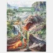 Waterverf Dinosaurus Custom Boys Verjaardagscadeau Fleece Deken (Voorkant)
