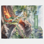 Waterverf Dinosaurus Custom Boys Verjaardagscadeau Fleece Deken (Voorkant (Horizontaal))