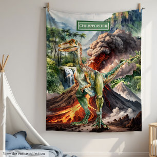 Waterverf Dinosaurus Custom Boys Verjaardagscadeau Fleece Deken