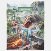 Waterverf Dinosaurus Custom Name Blanket voor Jong Fleece Deken (Voorkant)
