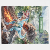 Waterverf Dinosaurus Custom Name Blanket voor Jong Fleece Deken (Voorkant (Horizontaal))