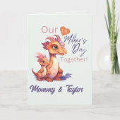 Waterverf Dinosaurus en baby Eerste Moederdag Kaart (Voorkant)
