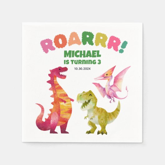 Waterverf Dinosaurus Graaf Schattigee Dino Kids Ve Servet (Voorkant)