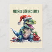 Waterverf dinosaurus kerstman feestdagenkaart (Voorkant)