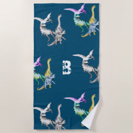Waterverf Dinosaurus Kinder Monogram Strandlaken