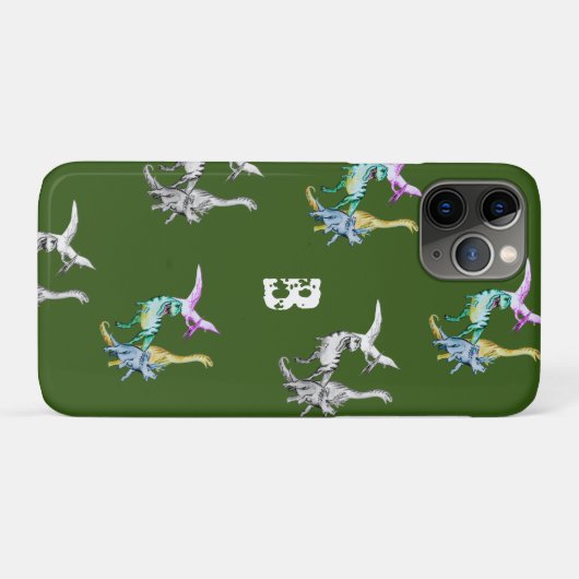 Waterverf Dinosaurus Kinderen Monogram Case-Mate iPhone Case (Achterkant (horizontaal))
