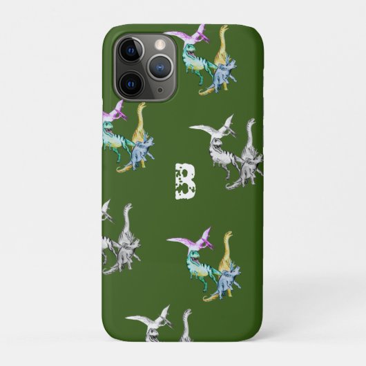 Waterverf Dinosaurus Kinderen Monogram Case-Mate iPhone Case (Achterkant)