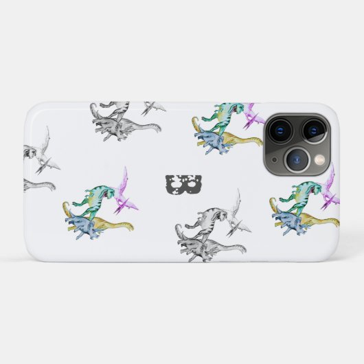Waterverf Dinosaurus Kinderen Monogram Case-Mate iPhone Case (Achterkant (horizontaal))