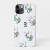 Waterverf Dinosaurus Kinderen Monogram Case-Mate iPhone Case (Achterkant)