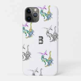 Waterverf Dinosaurus Kinderen Monogram Case-Mate iPhone Case