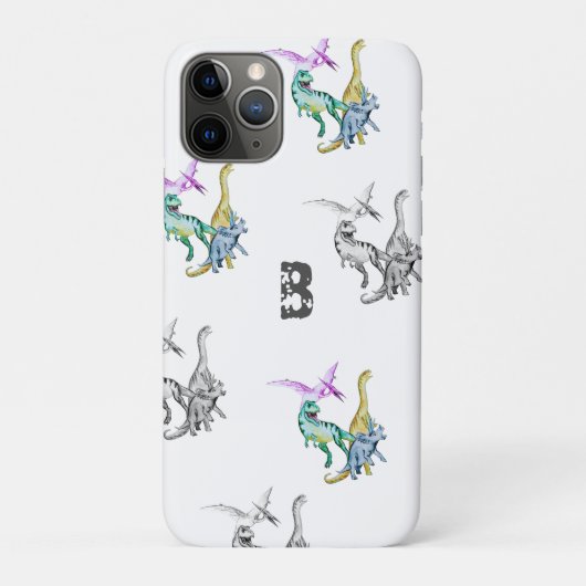 Waterverf Dinosaurus Kinderen Monogram Case-Mate iPhone Case (Achterkant)