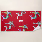 Waterverf Dinosaurus Kinderen Monogram Strandhandd Strandlaken (Voorkant)