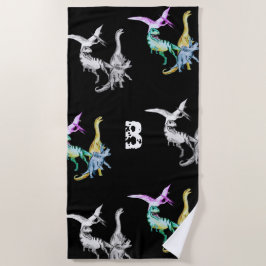 Waterverf Dinosaurus Kinderen Monogram Strandhandd Strandlaken