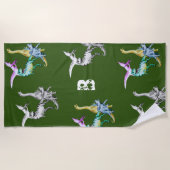 Waterverf Dinosaurus Kinderen Monogram Strandhandd Strandlaken (Voorkant)