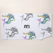 Waterverf Dinosaurus Kinderen Monogram Strandhandd Strandlaken (Voorkant)