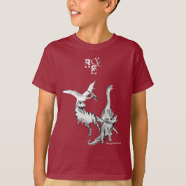 Waterverf Dinosaurus Kinderen Ravotten en Brullen T-shirt