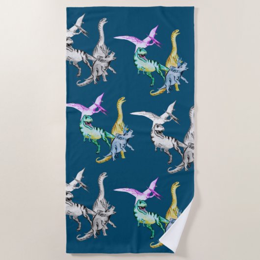 Waterverf Dinosaurus Kinderen Strandlaken (Voorkant)