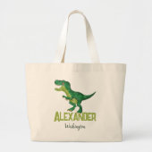 Waterverf Dinosaurus met Kinder naam Kinderopvang Grote Tote Bag (Voorkant)