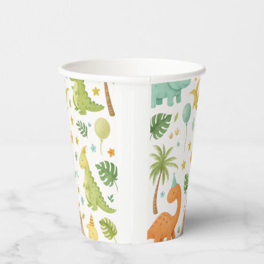 Waterverf Dinosaurus Patroon Papier Cup Papieren Bekers (Rechts)
