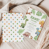 Waterverf dinosaurus rawr zijn een jongen Baby sho Kaart