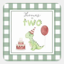 Waterverf Dinosaurus Twee-Rex Verjaardag Vierkante Sticker