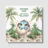 Waterverf Dinosaurus Uitkomen Binnenkort Baby show Gastenboek (Voorkant)
