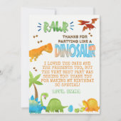 Waterverf Dinosaurus Verjaardag Dank u kaart (Voorkant)