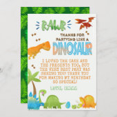 Waterverf Dinosaurus Verjaardag Dank u kaart (Voorkant / Achterkant)