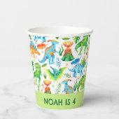 Waterverf dinosaurus Verjaardag T rex, Stegosaurus Papieren Bekers (Achterkant)