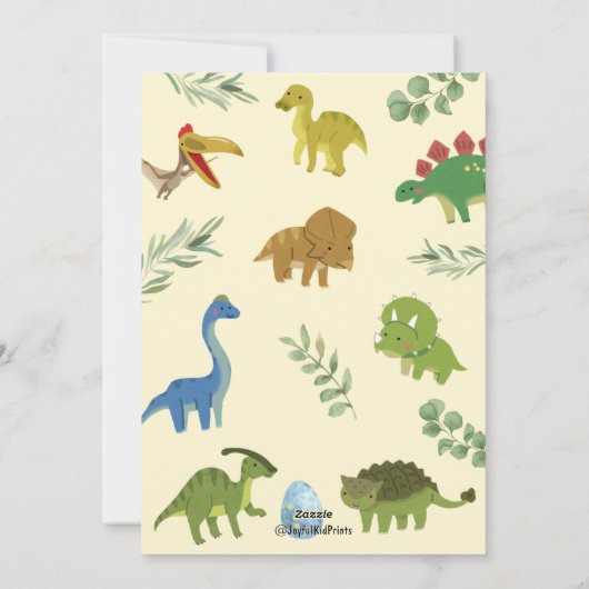 Waterverf Dinosaurus Verjaardag Uitnodiging Kaart (Achterkant)