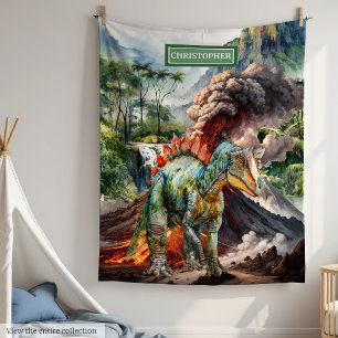 Waterverf Dinosaurus Verjaardagsdeken Gepersonalis Fleece Deken