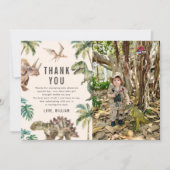 Waterverf Dinosaurus Verjaardagsfeest Foto Bedankkaart (Voorkant)